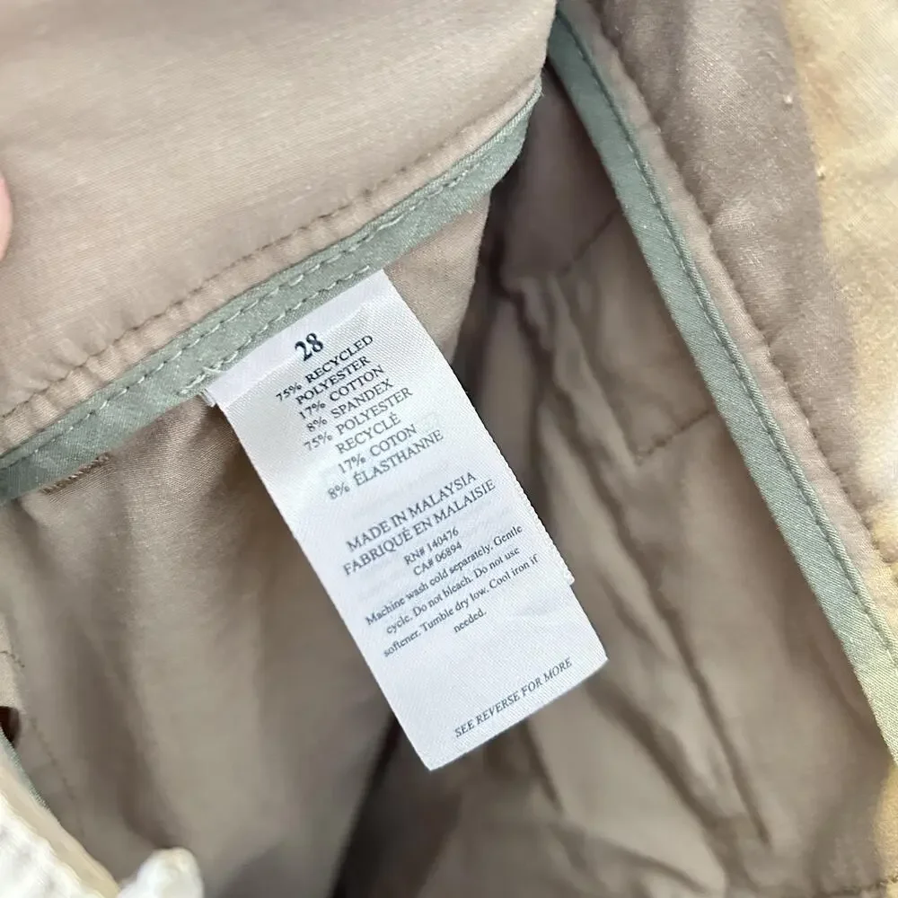 Faherty All Day Shorts Men 28 Beige Chino 9”Stretch Drawstring Zip Pocket Casual